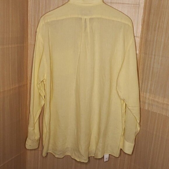 AK Statesman Mens Yellow Linen Long Sleeve Button Down Shirt XL - Picture 2 of 5